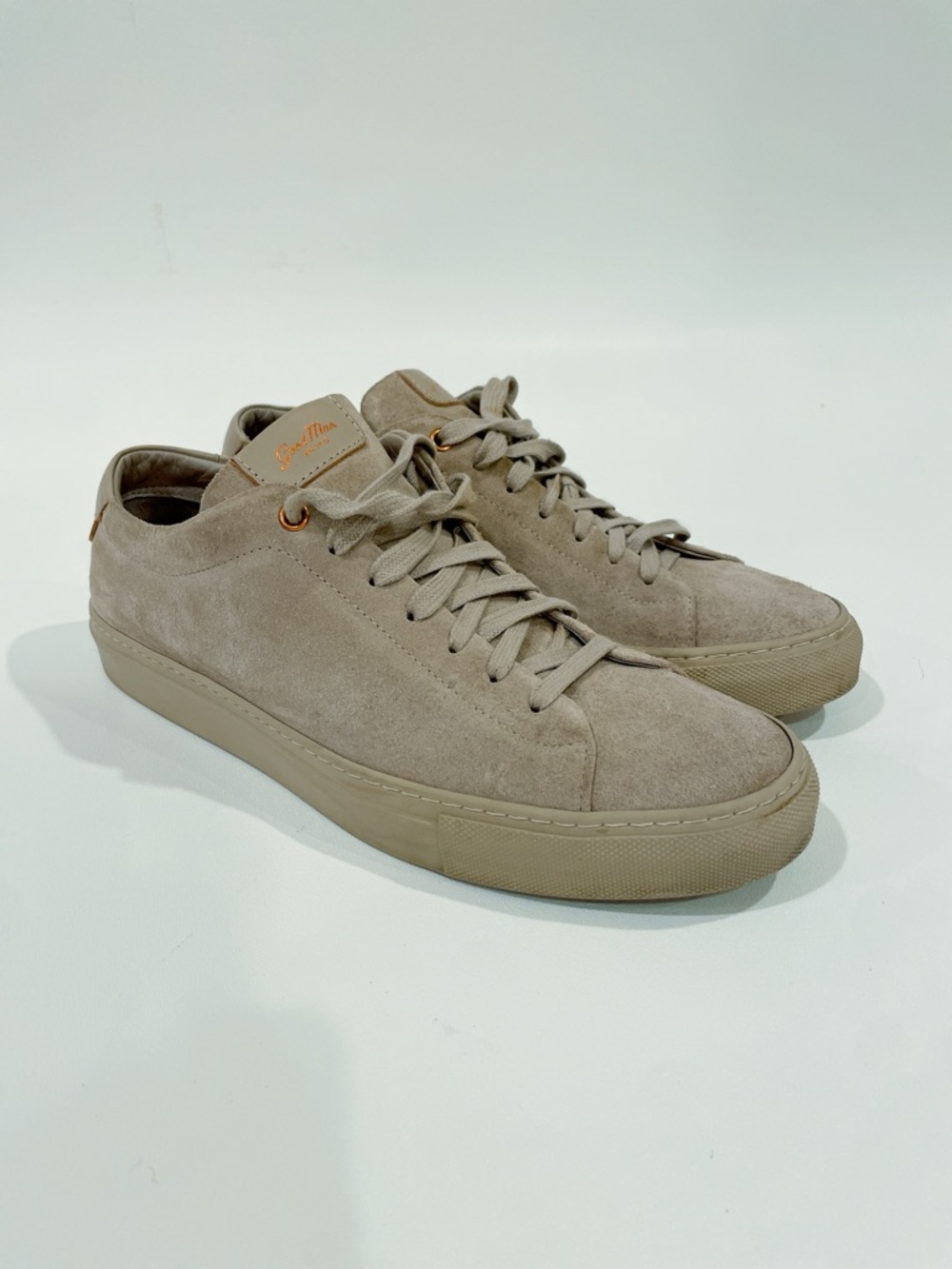 GoodMan Brand Men's Size 9 Italian Suede Leather Low Top Sneakers Beige